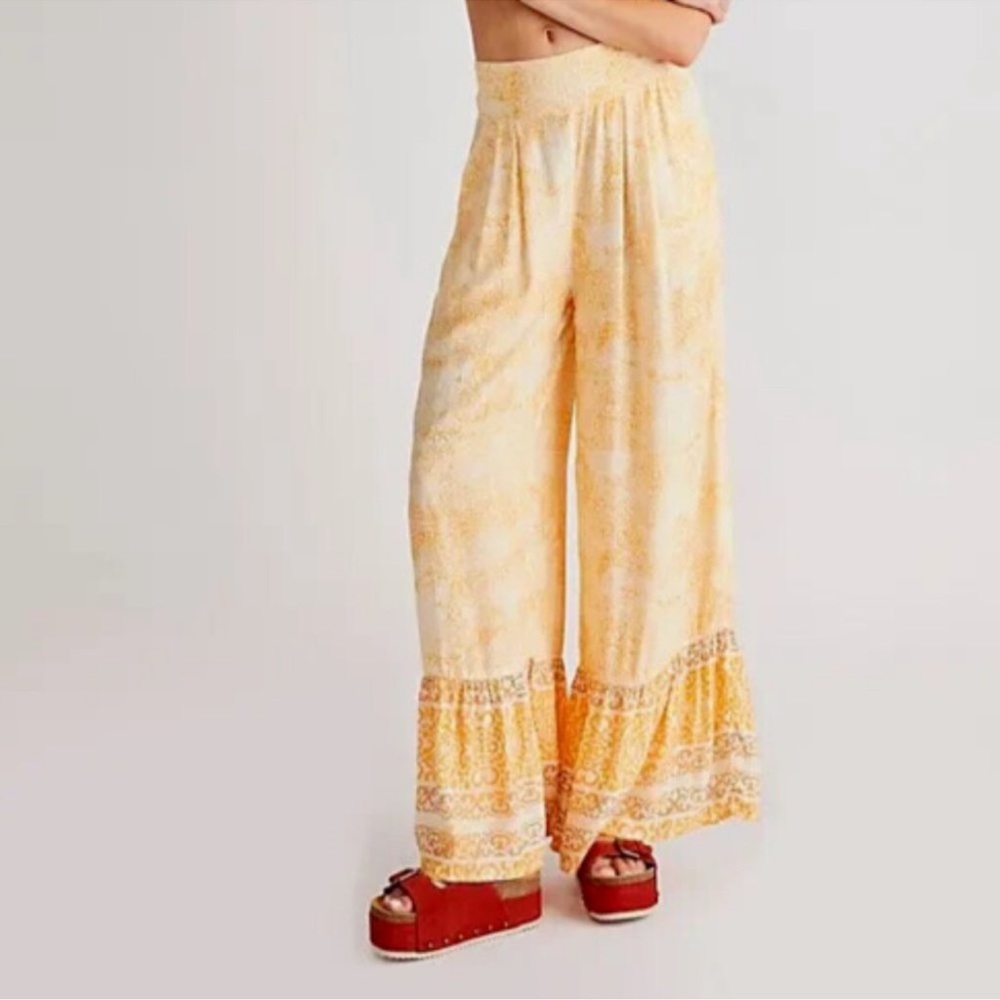 Free People Vanessa High Rise Wide Leg Flare Boho Pants